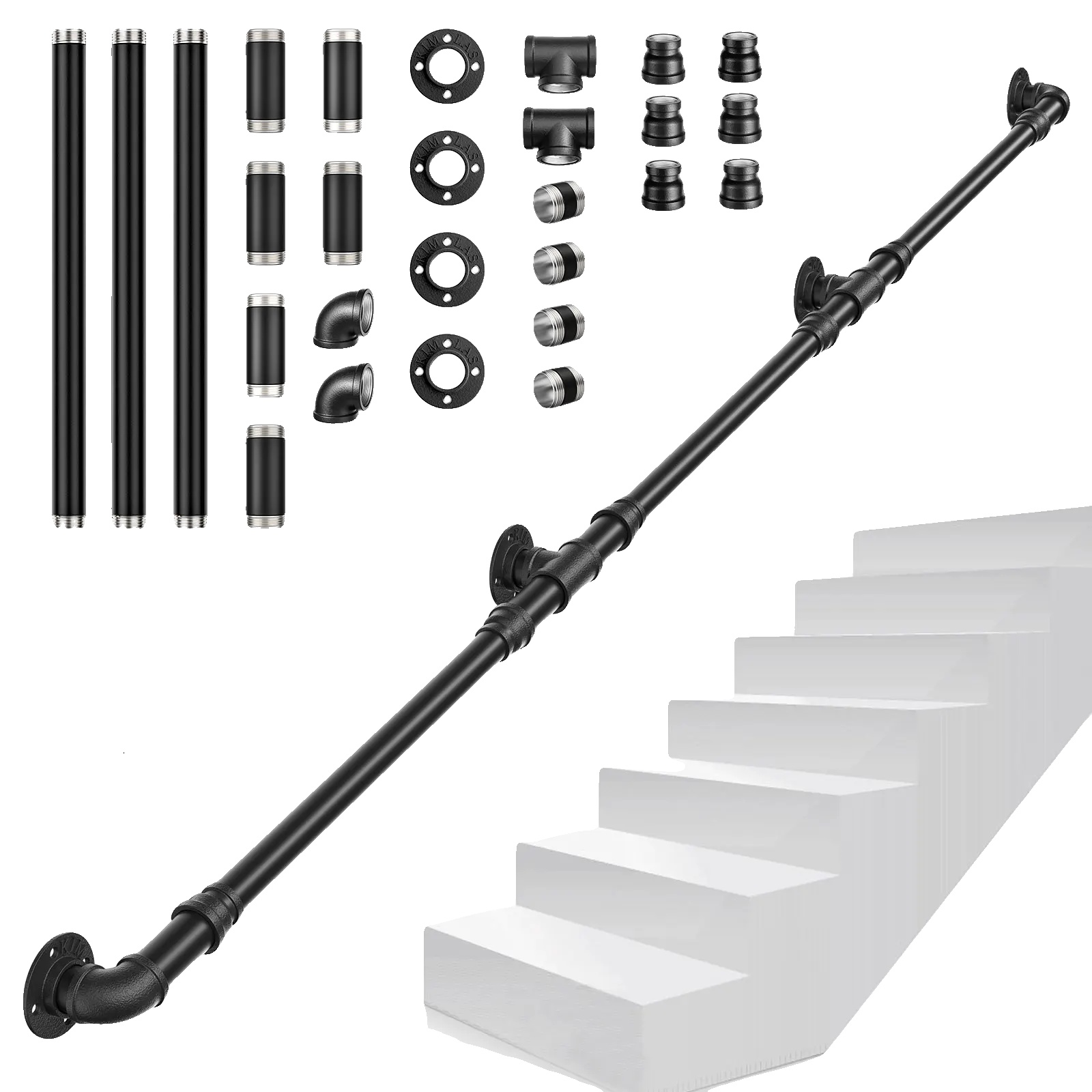 Handlauf, Robustes Schmiedeeisen, Einfache Montage, 3m