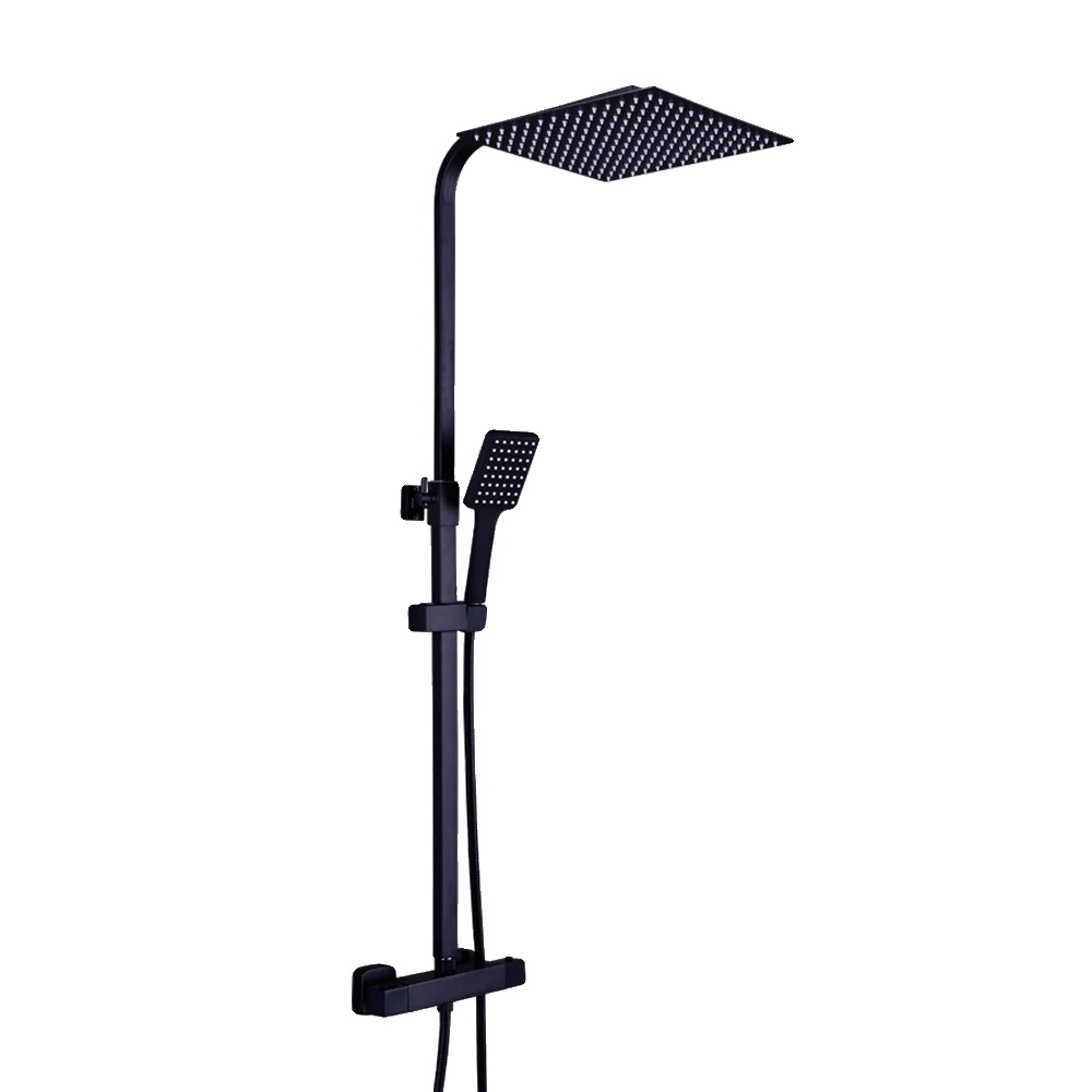 Duschset, Thermostatgesteuert, Verstellbare Winkel, Schwarz