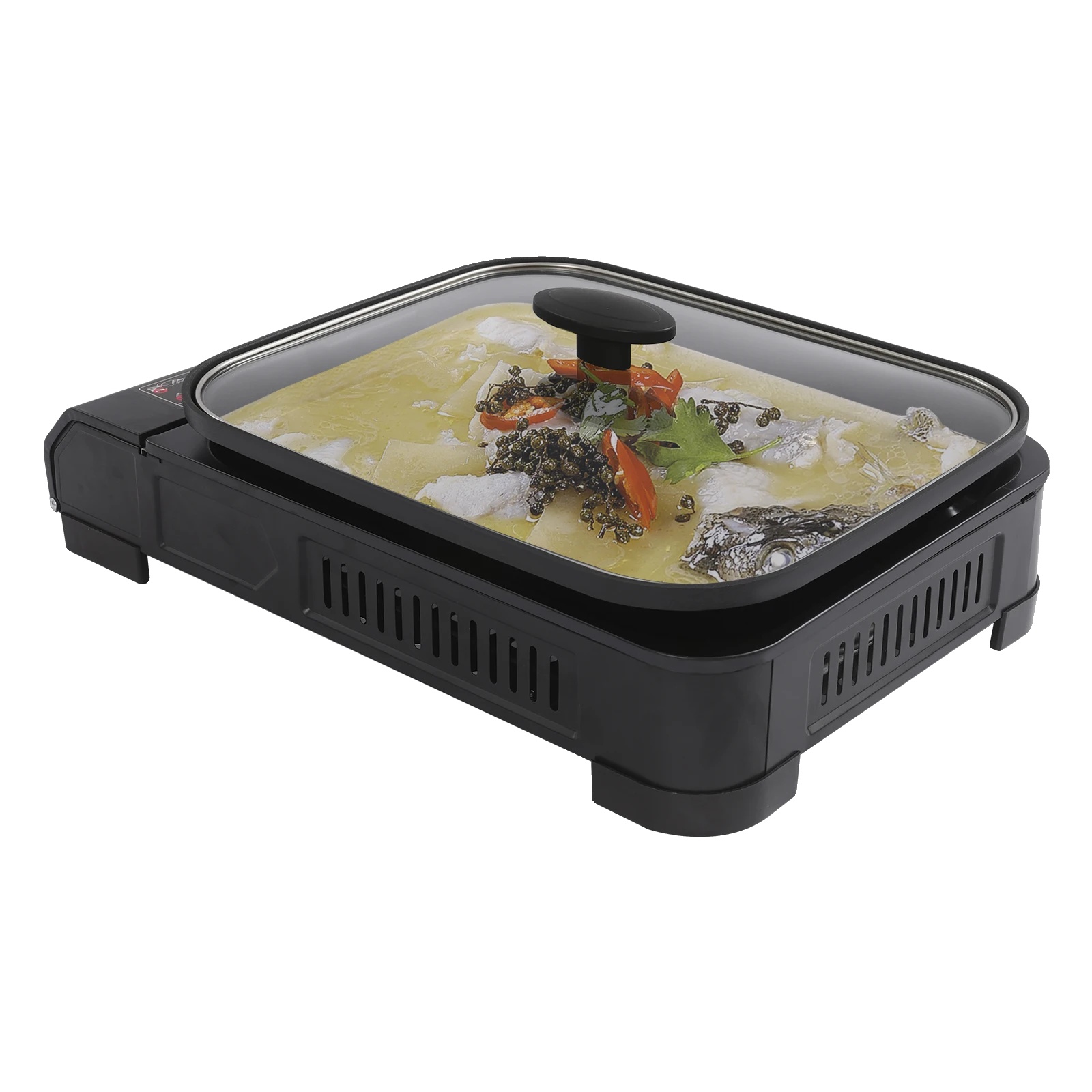 Tragbarer Campinggrill, 2,1 Kw Heizleistung, Abmessungen Des Kochers: 45 X 30,5 X 8,5 Cm, Abmessungen Der Grillpfanne: 37 X 30 X 3,5 Cm, Gasverbrauch: 160 G/h, Nettogewicht: 4,26 Kg