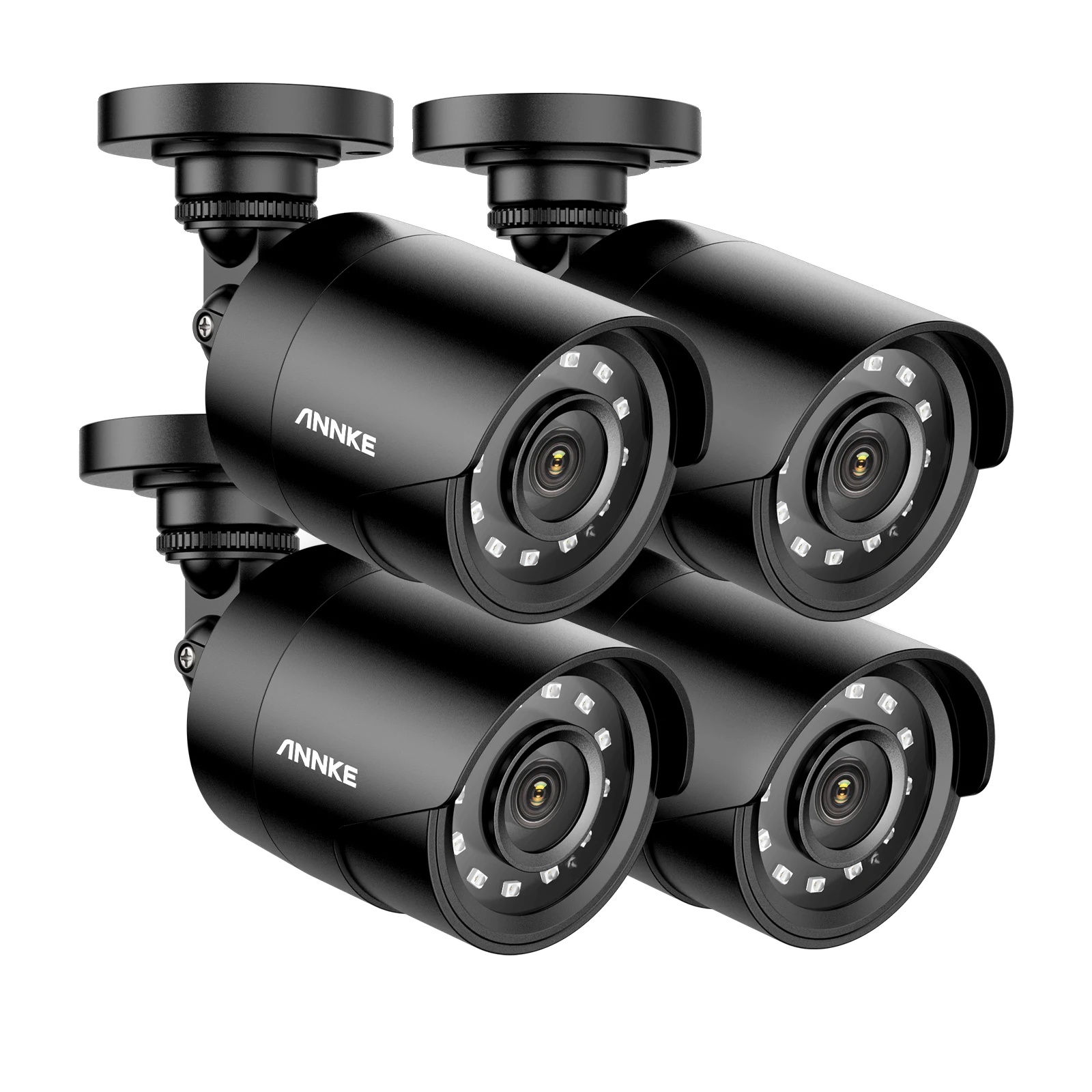 Überwachungskamera, 1080p-auflösung, Nachtsicht Bis Zu 30 M, 4er-pack, Schwarz