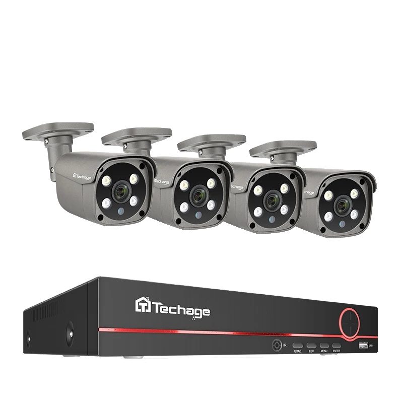 Sicherheitskamerasystem, 8 Kanäle, Zwei-wege-audio, 4 X 5-mp-kameras, Ohne E-filter