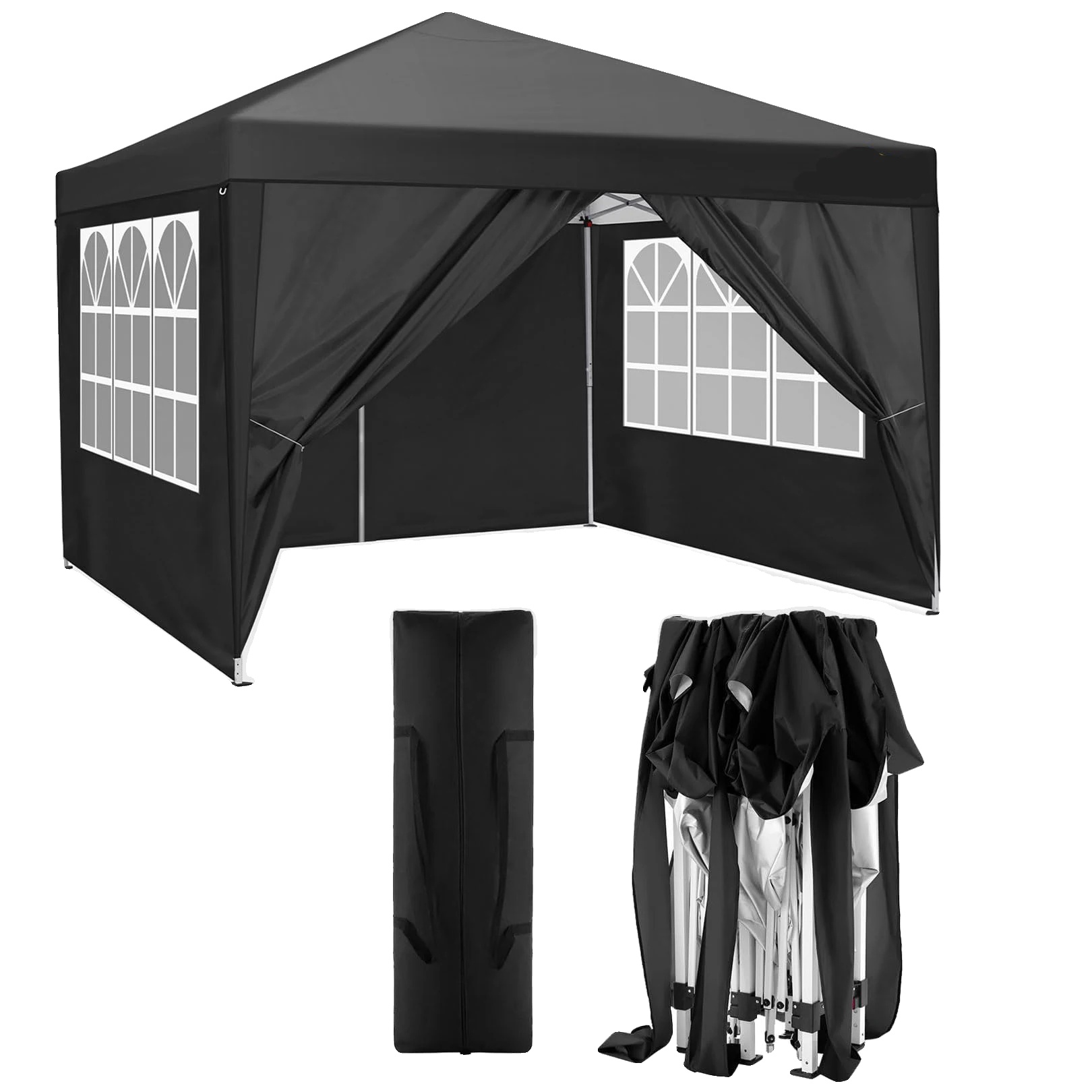 Pavillon, Wasserdicht, Einfacher Aufbau, Schwarz, 3 X 3 M