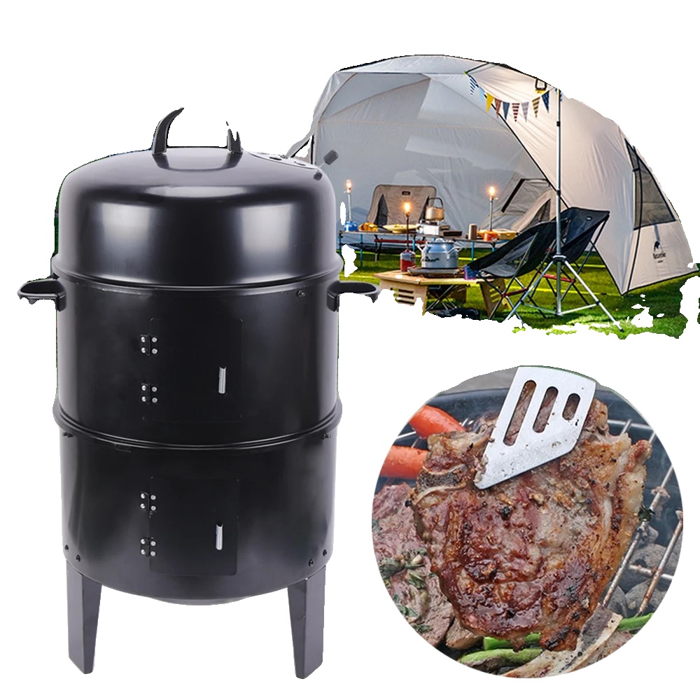 Bbq-smoker, 40 Cm Durchmesser, 84 Cm Höhe, Multifunktionales Kochen, Doppelwandiges Design, Verstellbare Luftzufuhr