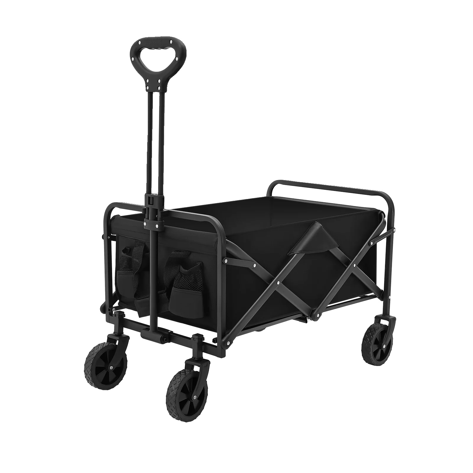 Klappbarer Trolley, Hohe Tragkraft, Verstellbarer Griff, Schwarz