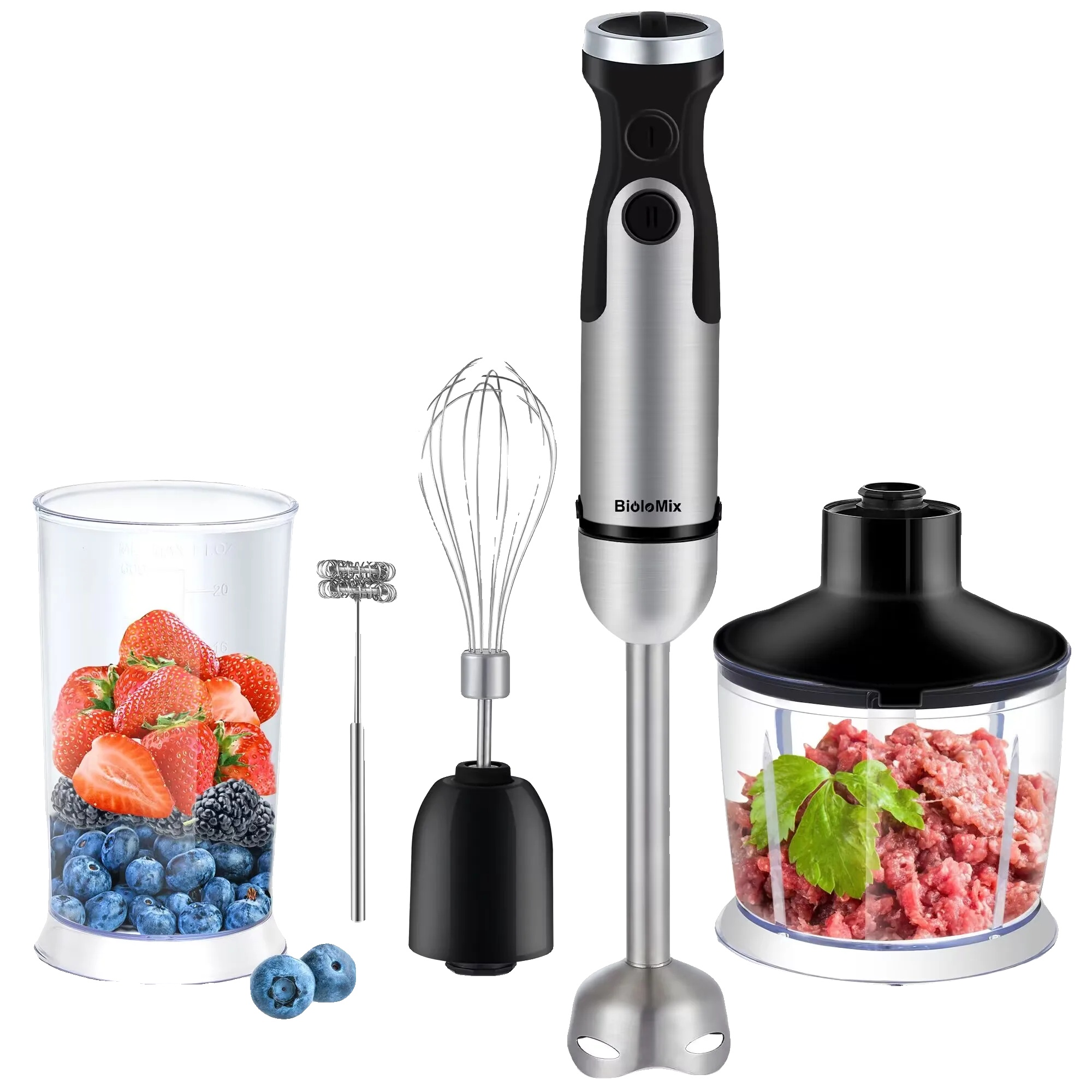 Stabmixer, 5-in-1 Multifunktionsset, 1200 W Leistung, Schwarz