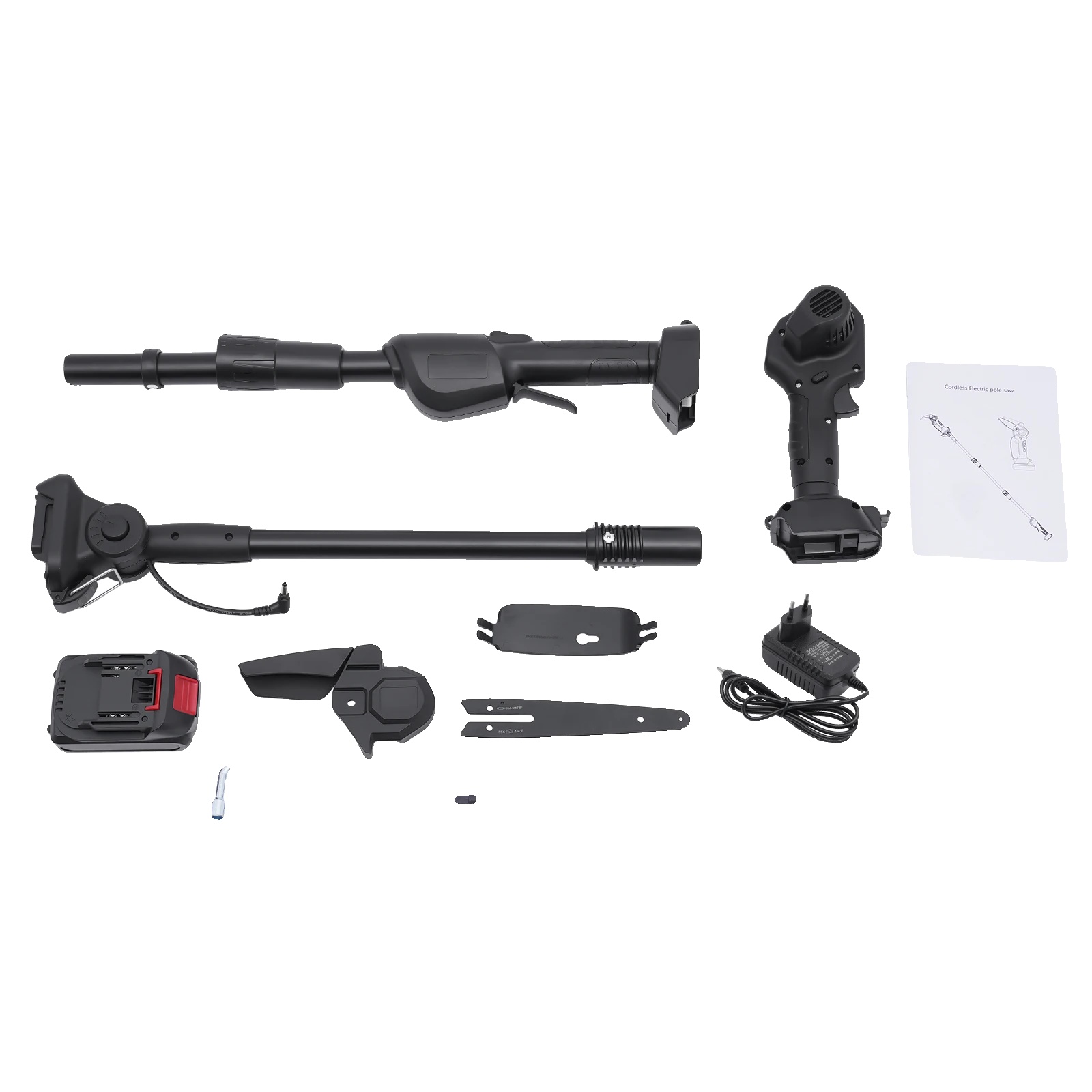 Stangensäge, 2-in-1-funktion, Höhenverstellbare Schnitthöhe, Schwarz