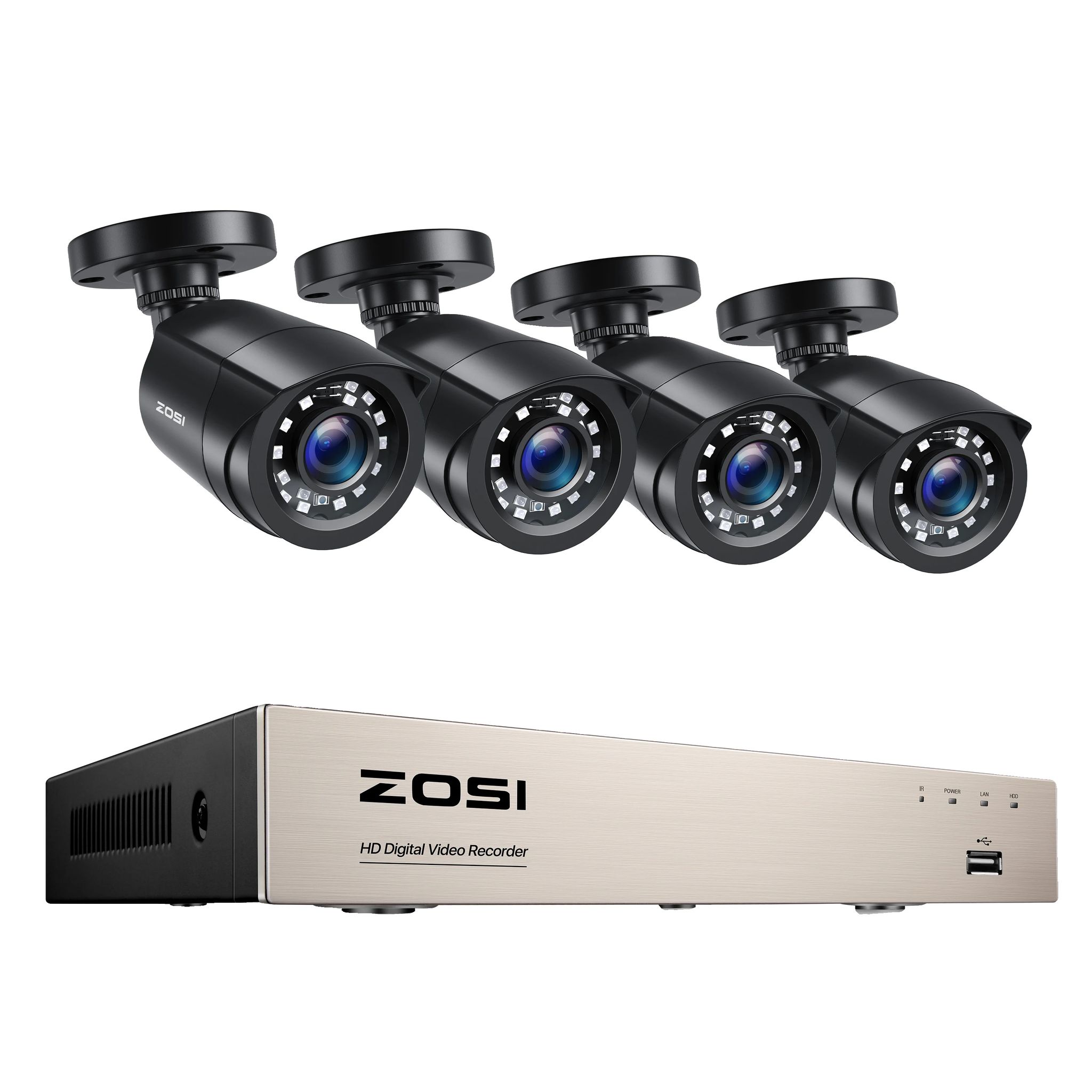 8-kanal-videoüberwachungssystem Mit Nachtsicht, 4 Schwarzen Kameras, 1 Tb