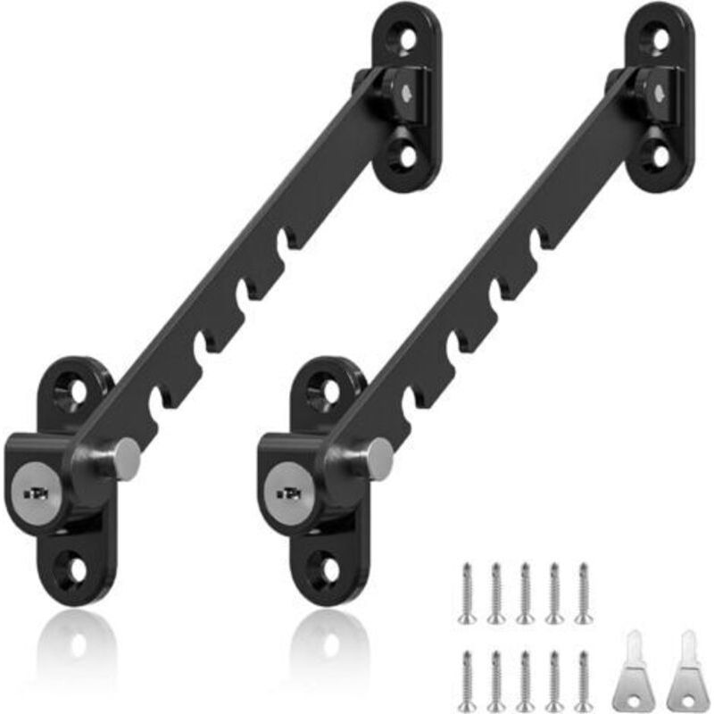 Diverse Fenster- Und Rollladenzubehörteile, Zweiteiliger Fensterstopper, Fensterstopper Aus Edelstahl, 5-fach Verstellbarer Fensterstopper, Schwarzer Fensterstopper, Zur Winkeleinstellung