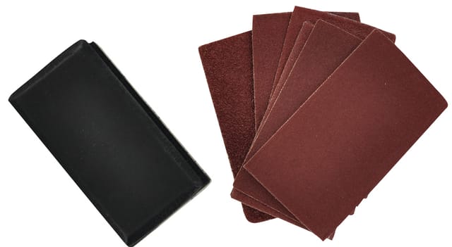 Satz mit 13 Teilen • 1 weicher Schleifblock Ø12070 mm, selbstgreifend • 12 Schleifblätter - Tivoly