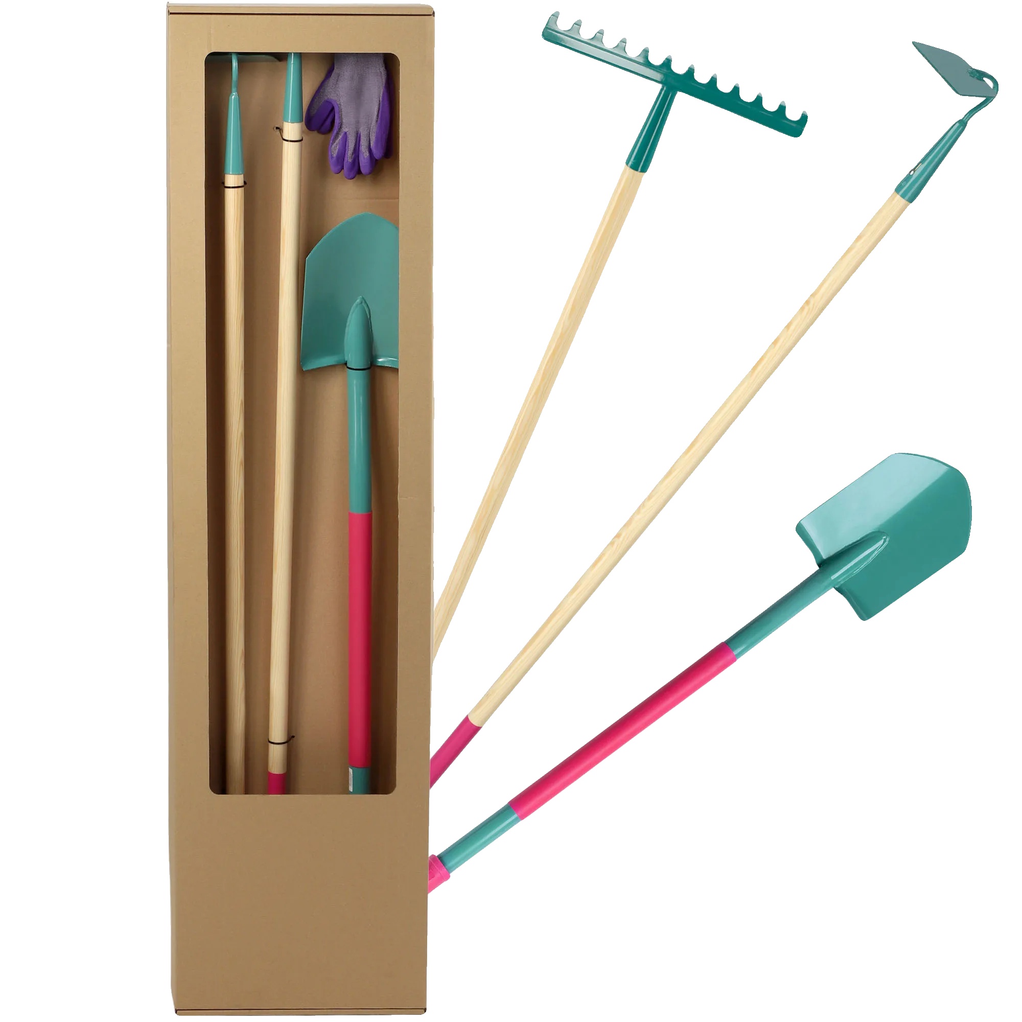 Gartengeräte-set, Metallköpfe, Ergonomisches Design, Leichte Griffe, Strapazierfähige Handschuhe, Standardgröße