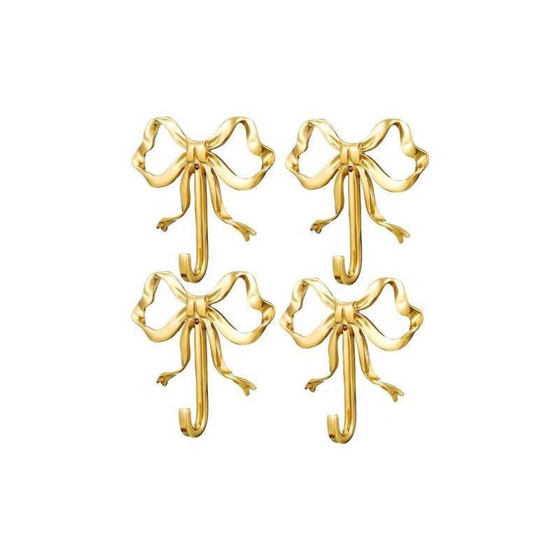 Set Mit 4 Schleifenförmigen Wandhaken, 6,5 X 6,4 Cm, Goldfarben (schmetterlingsform) — Ideal Zum Aufhängen Von Mänteln, Hüten, Taschen, Handtüchern Und Kaffeetassen.