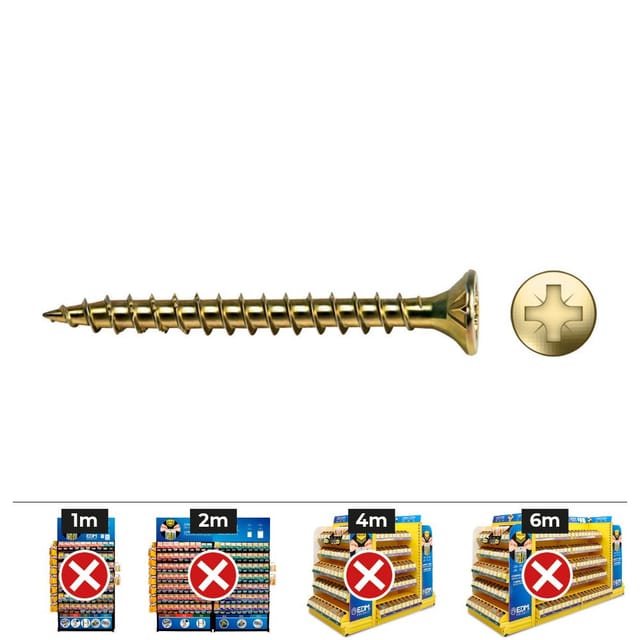 Index - Celo 9B2510Vlox - Velox Holzschraube Vollgewinde Vollsenkkopf Senkkopf Abdruck Pz Durchmesser 2,5X10 Mm, Bichromat, 1000 Stück