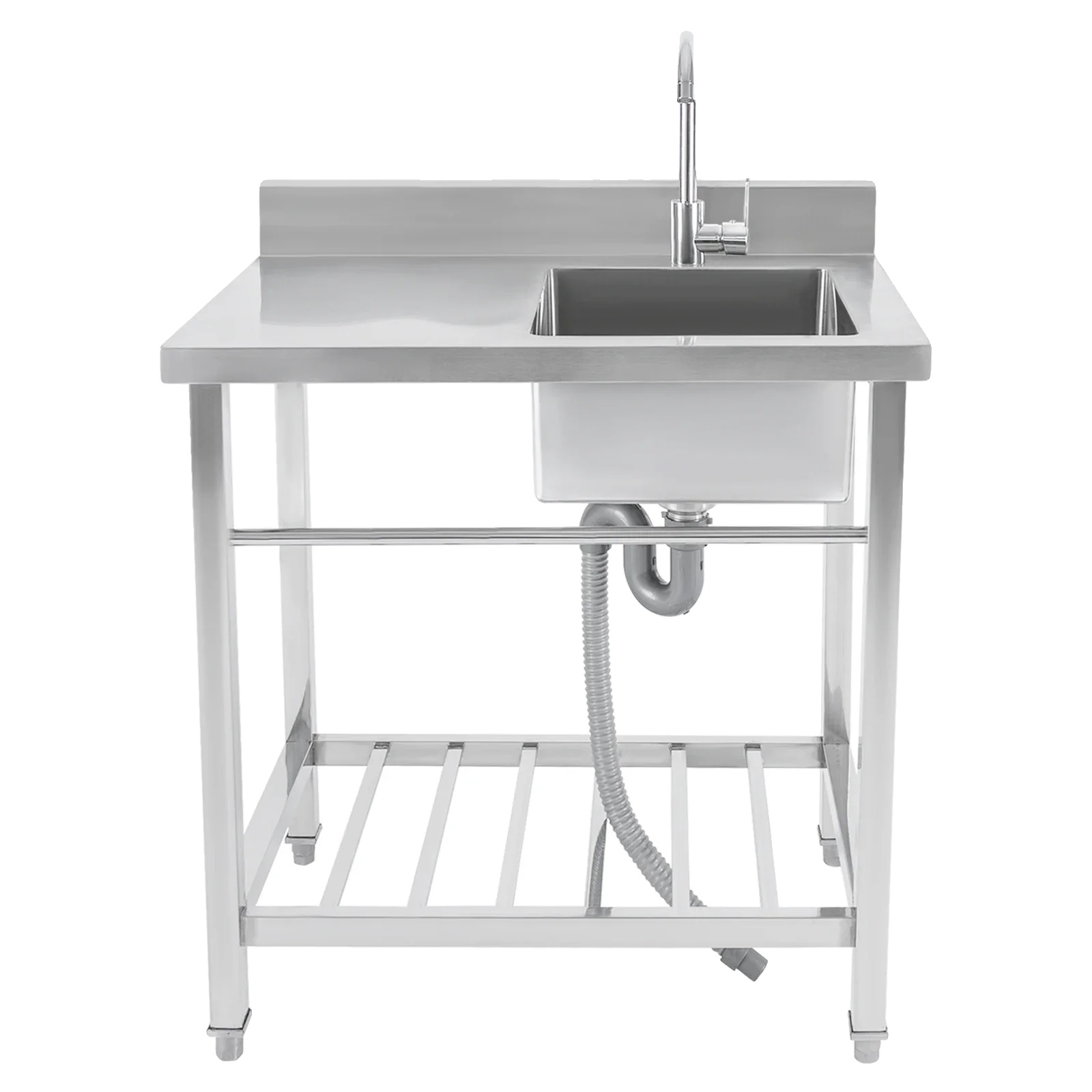 Freistehendes Waschbecken, Edelstahl, Praktische Funktionen, Silber