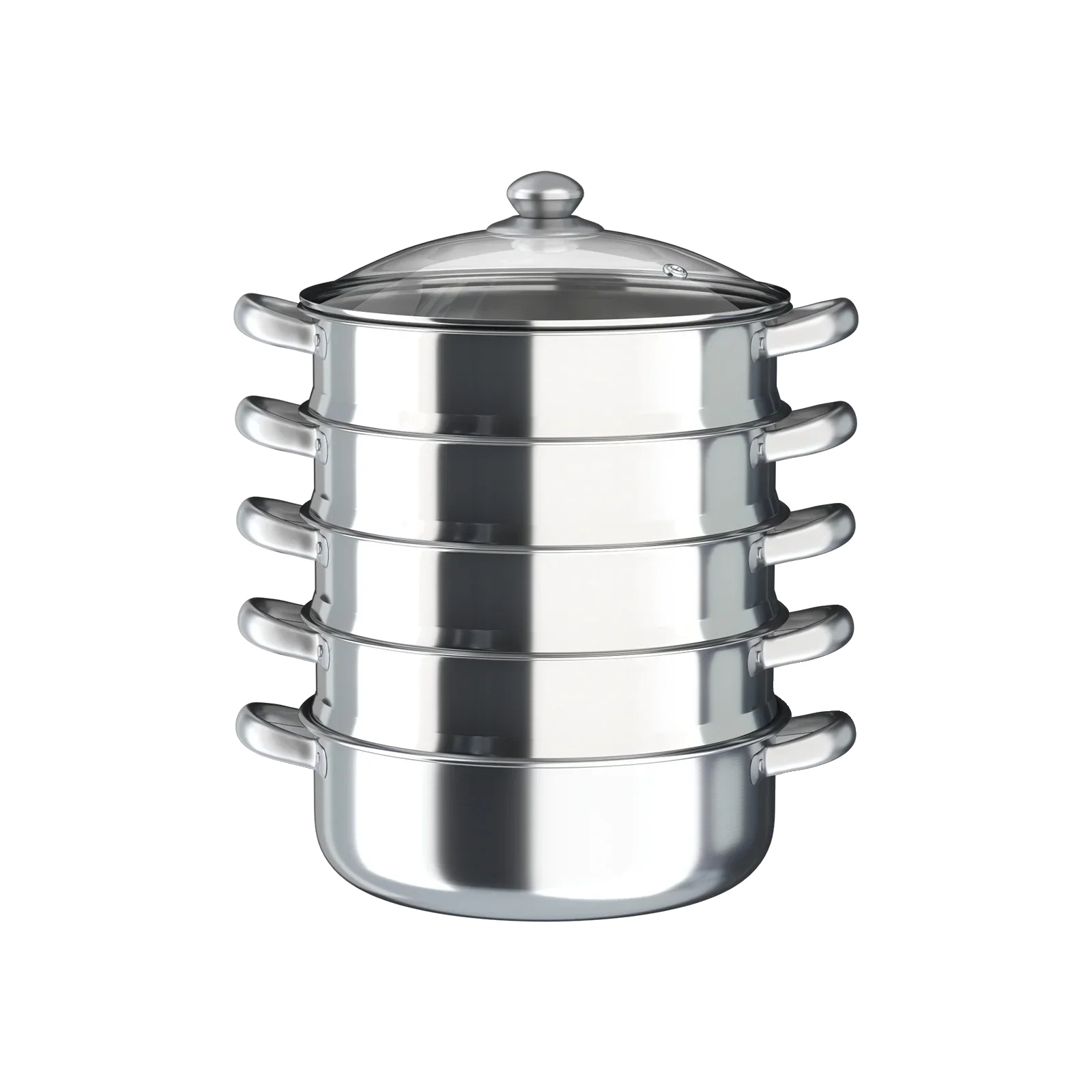 Dampfgarer, 5-lagig, Robuster Edelstahl, Silber