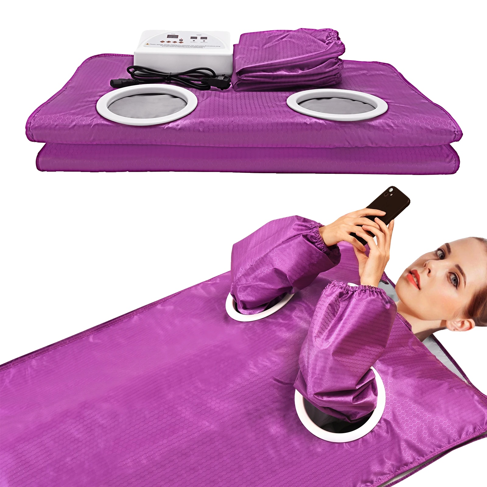 Infrarotsauna-abdeckung, Ergonomisches Design, Zwei Heizzonen, 220-v-eu-stecker