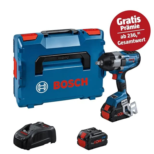 Bosch Akku-Drehschlagschrauber biturbo gds 18V-1000, incl. 2x Akku ProCORE 5,5 Ah, Schnellladegerät, l-boxx