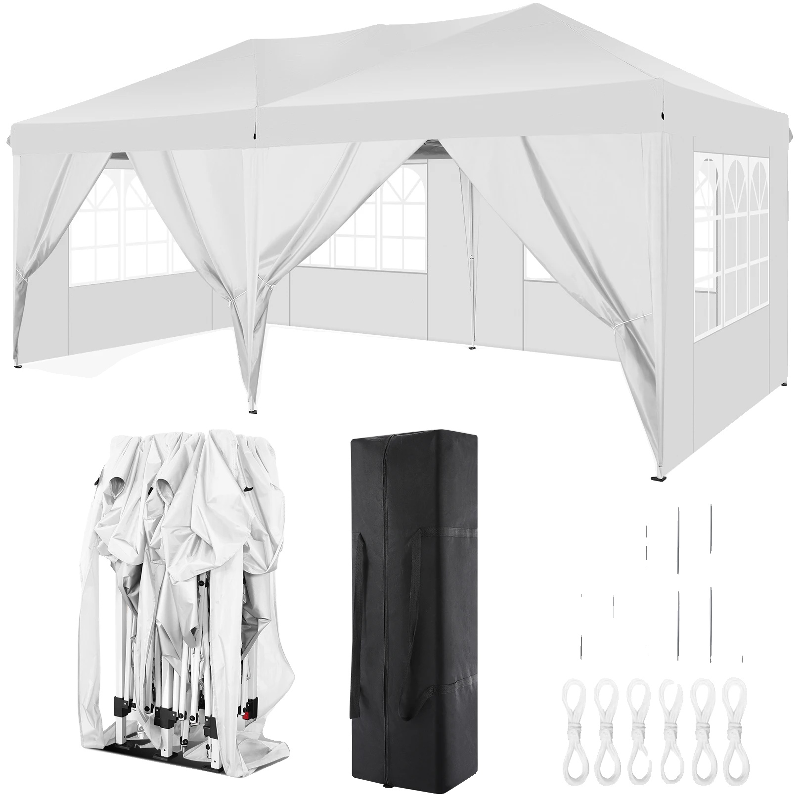 Pavillon, Wasserdichtes Material, Höhenverstellbar, Weiß, 3 X 6 M