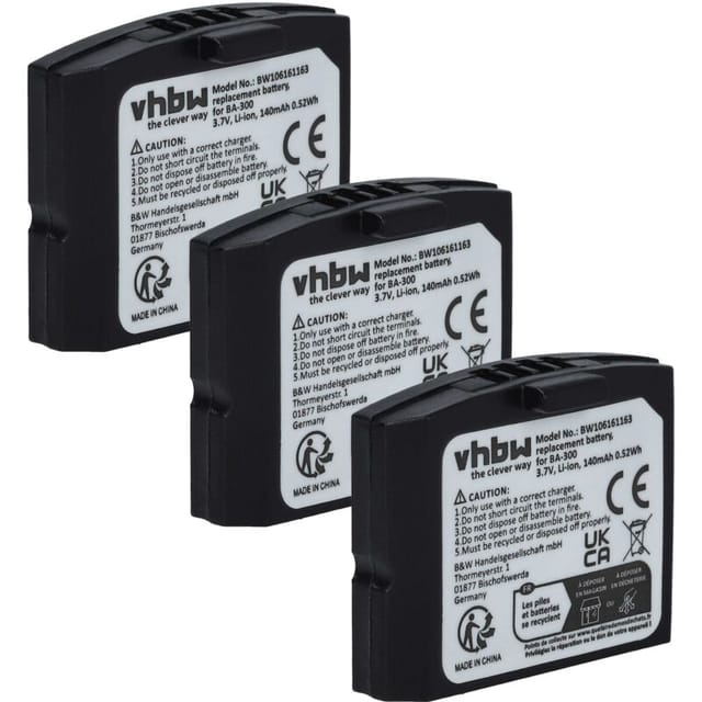 Vhbw - 3x Akku kompatibel mit Sennheiser eki 830, hdi 830, is 410, ri 410, ri 830 Wireless Headset Kopfhörer (140mAh, 3,7V, Li-Polymer)