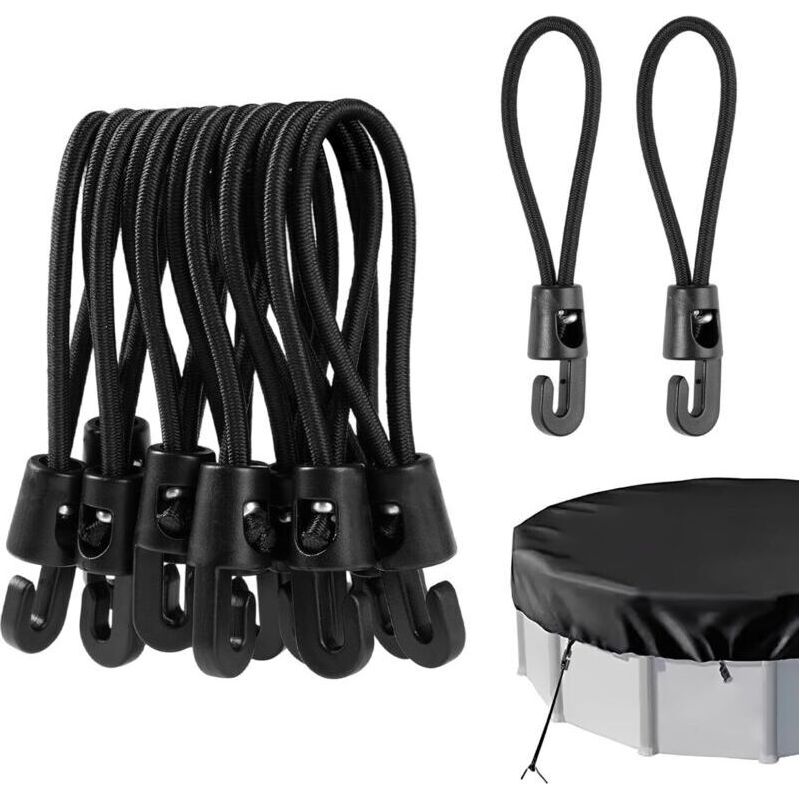 12 Kleine Elastische Bungee-seile Mit Haken, Mini-10-cm-gummiseile Mit Haken Zur Befestigung Von Poolabdeckungen