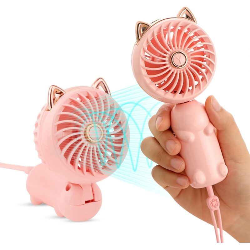 Mini-ventilator – Tragbar, Mit Wiederaufladbarem Akku Und 3 Geschwindigkeitsstufen, Faltbar