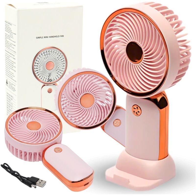 Mini-tischventilator, Tragbar, Usb-aufladbar, Roségold