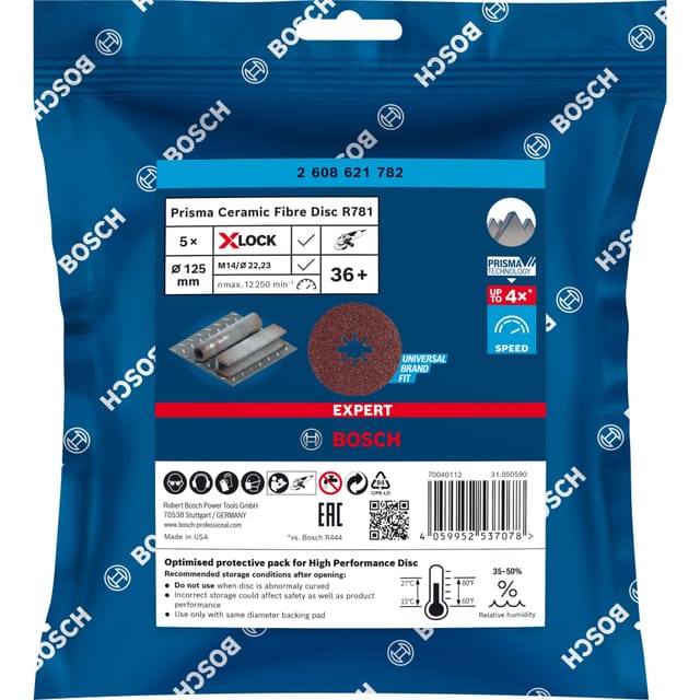Bosch - Accessories 2608621782 Fiberscheibe Durchmesser 125 mm Bohrungs-Ø 22.23 mm 5 St.