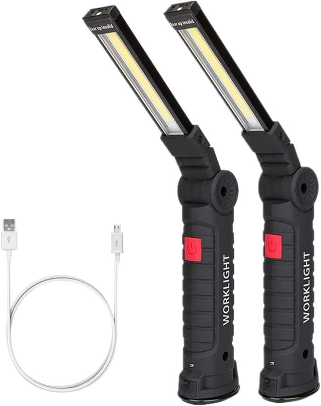 Led-arbeitsleuchte, Wiederaufladbare Cob-arbeitsleuchte Mit Magnetfuß, 360-grad-drehung Und 5-modus-taschenlampe/inspektionsleuchte Für Autoreparaturen, Heim- Und Outdoor-einsatz (2er-pack, 27 X 4,5 C