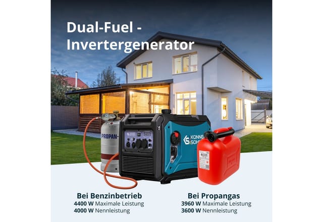 Könner&söhnen - Könner&Söhnen Gas Benzin Stromaggregat 4000 Watt KS2000iEGS Stromerzeuger Notstrom