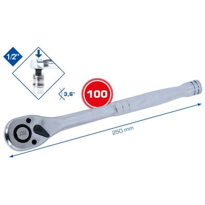 Brilliant Tools 1/2 Umschaltknarre mit Metallgriff, 100 Zahn