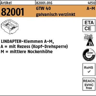 Klemmen r 82001 gtw 40 mm 12 / 6,0 galvanisch verzinkt