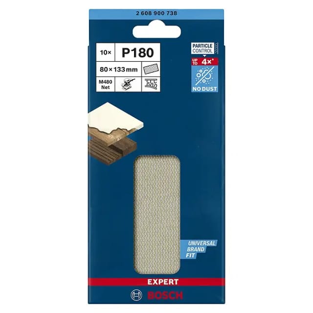 Accessories expert M480 2608900738 Schleifnetz für Schwingschleifer ungelocht Körnung (num) 18 - Bosch