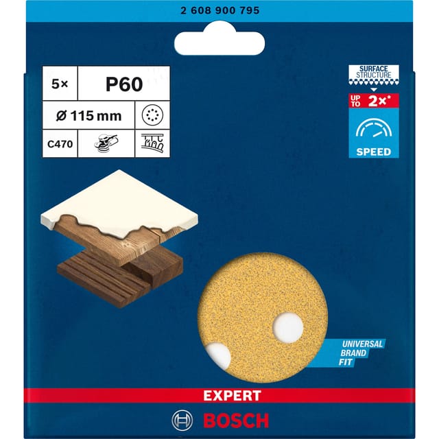 Bosch Accessories EXPERT C470 2608900795 Exzenterschleifpapier gelocht Körnung (num) 60 (Ø) 115 mm