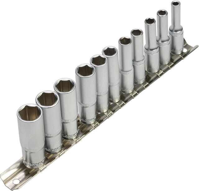 Langer Steckschlüsselsatz 1/4' 4-13 mm Sechskant 6-kant Innensechskant Steckschlüsselsatz, Silber - Lntyq