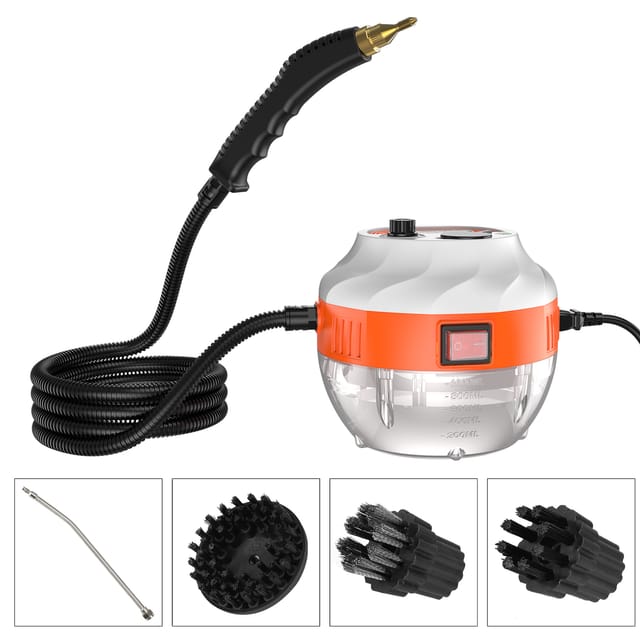 Decdeal - Tragbarer Handdampfreiniger mit 1500 w, Hochtemperatur-Druckreinigungsmaschine mit Bürstenköpfen für Küchenmöbel, Badezimmer, Autos