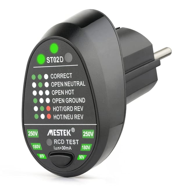 Sollbry - Steckdosentester, rcd Automatischer Neutralleiter-Erdungsdraht-Testkreis-Polaritätsdetektor-Ausgangstester (EU-Stecker)
