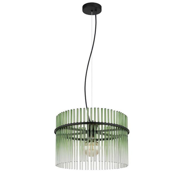 Pendellampe Glas grün klar Esstischleuchte led Hängelampe Wohnzimmerleuchte, Metall schwarz, 1x 7W 1x 806lm warmweiß, DxH 40x150 cm