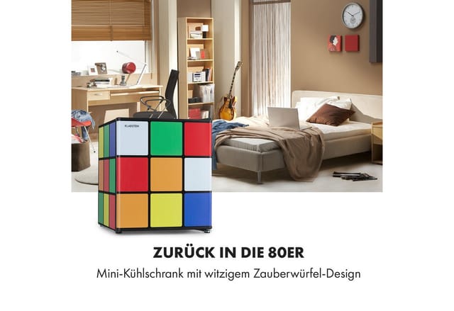 Klarstein - Solve - Mini-Kühlschrank, Minibar, thermoelektrisches Kühlsystem, 48 Liter Fassungsvermögen, mechanischer Drehregler, Kühlung: 0 bis 10