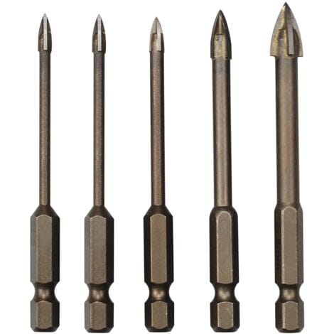5er-Set Dreiecksbohrer-Set, Hartmetall-Fliesenbohrer, effektives Universal-Bohrwerkzeug für Glas, Fliesen, Beton, Marmor und Keramik (3/4/5/6/8 mm)