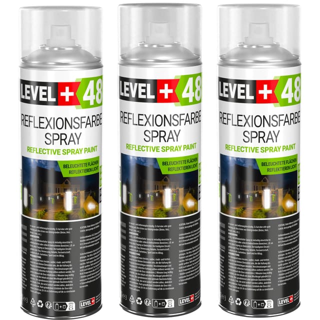Level+ Reflexionfarbe Spray Reflective Spray Paint 500ml L+48 - 3St.
