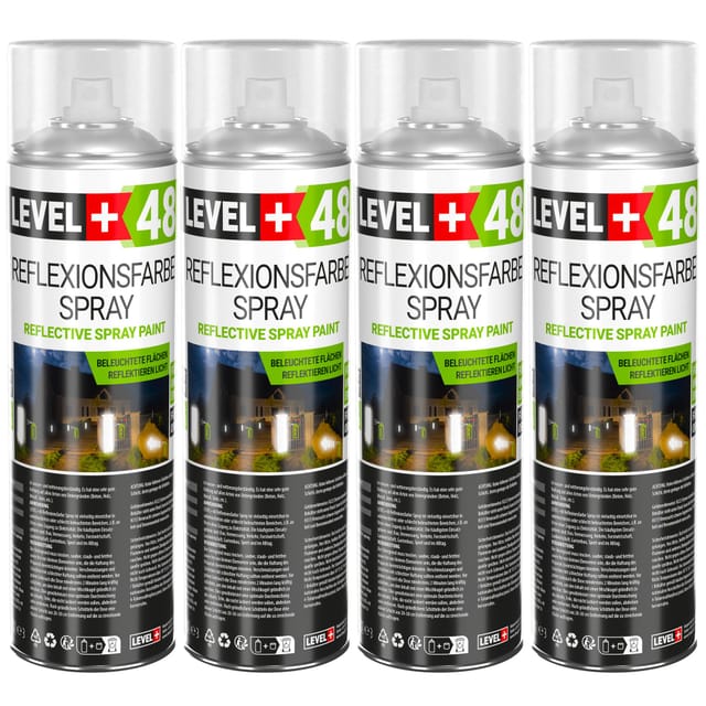 LEVEL+ Reflexionfarbe Spray Reflective Spray Paint 500ml L+48 - 4St.