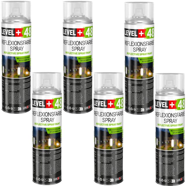 LEVEL+ Reflexionfarbe Spray Reflective Spray Paint 500ml L+48 - 6St.