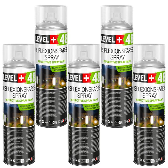 LEVEL+ Reflexionfarbe Spray Reflective Spray Paint 500ml L+48 - 5St.