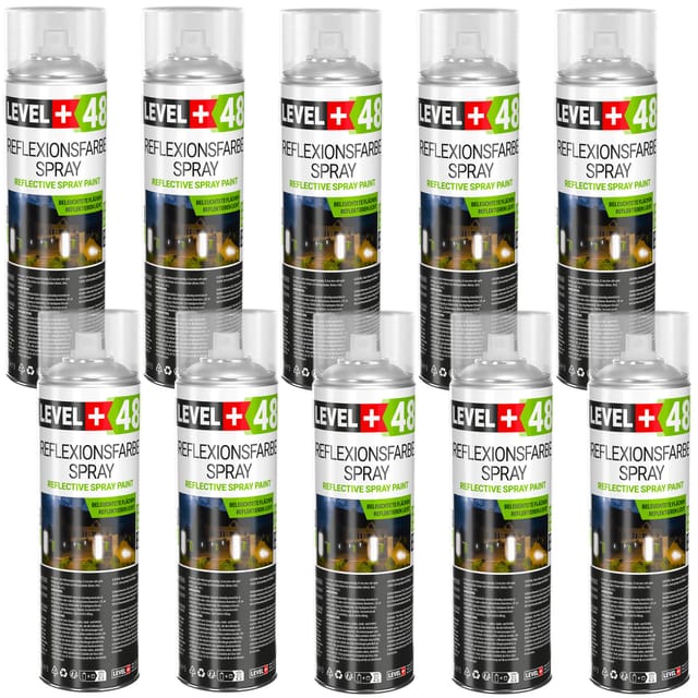 LEVEL+ Reflexionfarbe Spray Reflective Spray Paint 500ml L+48 - 10St.
