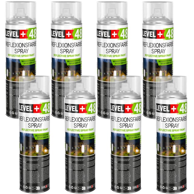 LEVEL+ Reflexionfarbe Spray Reflective Spray Paint 500ml L+48 - 8St.