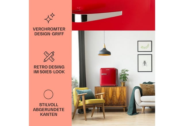 Klarstein - Mini Kühlschrank für Zimmer, 48L Mini-Kühlschrank für Getränke, Snacks & Kosmetik, Kleine Minibar, Kühlschrank Klein & Leise, Kleiner