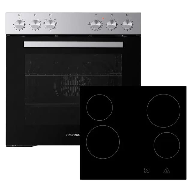 Respekta - Backofen Herdset Einbau Kochfeld Glaskeramik rahmenlos 72 l HS2001-26