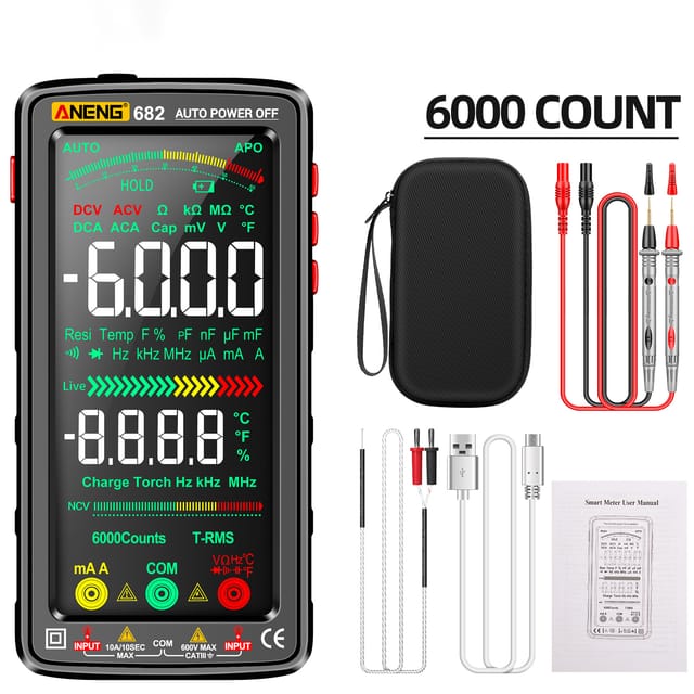 Bleosan - Wiederaufladbares intelligentes digitales Multimeter, Voltmeter, Amperemeter, automatisches professionelles Multimeter, misst Spannung,