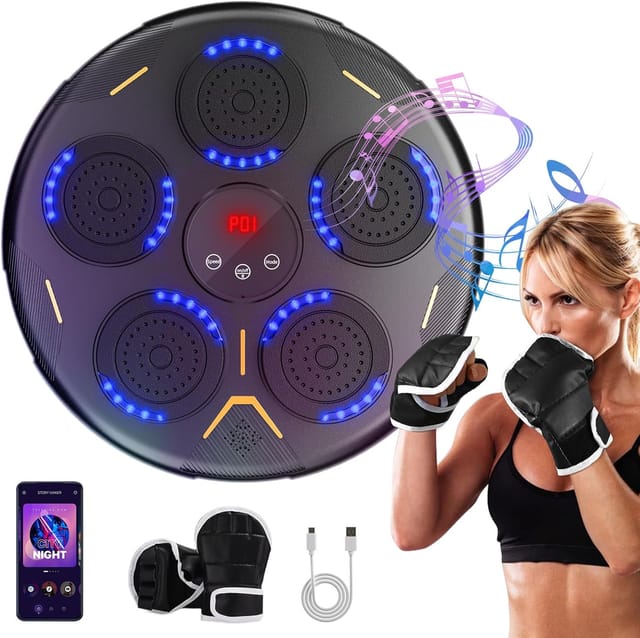 Led-musikboxmaschine Mit Boxhandschuhen, 9 Geschwindigkeitsmodi Und Zählmodus, Bluetooth-unterstützung, Geeignet Für Erwachsene Und Kinder, Für Bewegung Und Stressabbau