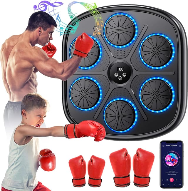 Musik-boxmaschine, Intelligente Elektronische Boxmaschine Mit Musik, 9 Geschwindigkeiten, 9 Trainingsmodi, Bluetooth, Automatischer Zähler, Led-wand-boxziel Für Erwachsene Und Kinder