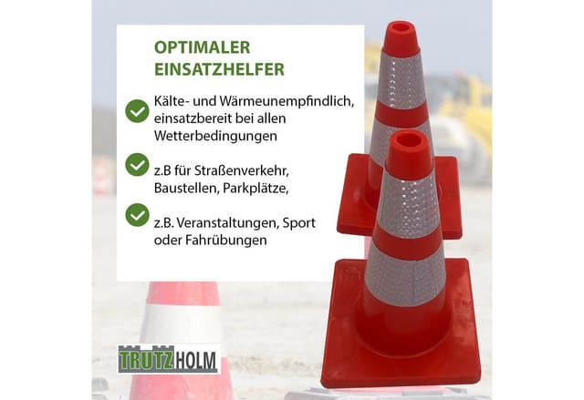 Baumarktplus - 2x Verkehrsleitkegel Pylone flexibel bruchsicher reflektierend Warnkegel Leitkegel Markierungskegel